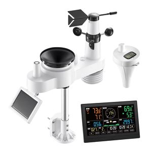 Station météo Wi-Fi 7-en-1 avec écran 7,5 pouces, capteur extérieur sans fil à énergie solaire, thermomètre de piscine, pluviomètre - Systèmes de surveillance - Product Image 1