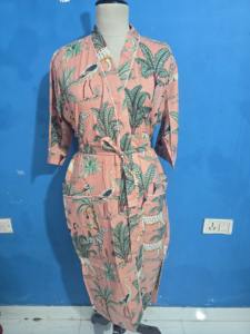 Vêtements de nuit pour femmes, tenue de plage et de détente, kimono en coton fait main, robe kimono en coton indien, peignoir léger - Product Image 1