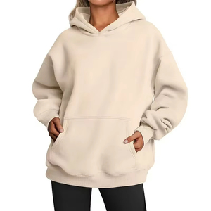 Sudadera con Capucha Extra Grande para Mujer, de Felpa, Color Rosa Sólido, Manga Larga, para Otoño - Product Image 4