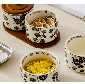 Elegante Portaspezie in Legno Nero con Set di Barattoli in <span class=keywords><strong>Ceramica</strong></span> per Condimenti, Semplici Contenitori in <span class=keywords><strong>Ceramica</strong></span> Sigillati con Coperchio in Legno - Product Image 2