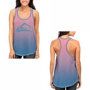 Women's Gradient Pink To <b>Blue</b> Knitted Tank <b>Top</b> Scoop Neck Sublimation Print Casual Breathable Regular Length - Product Image 6