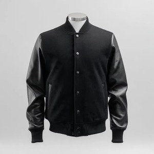 Veste universitaire personnalisée pour homme en laine/polyester avec broderie chenille, patchwork, coupe-vent, hiver, décontractée, logo sur le devant - Product Image 6