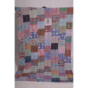 ผ้าห่มปักลายคันธาทำมือจากผ้าฝ้ายสไตล์อินเดียโบโฮ ผ้าคลุมเตียงแบบสองด้าน ของตกแต่งบ้าน - Product Image 1