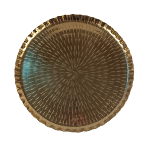 Pure Metal Serving <b>Tray</b> Dining <b>Table</b> Decorative Aluminium Tea <b>Tray</b> Embossed Design Border <b>Round</b> Shape - Product Image 1