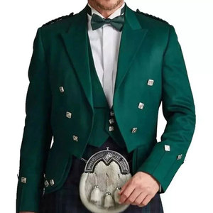 Hot Sell 2026 Men's Scottish Wool Prince Charlie Kilt <b>Jacket</b> with Waistcoat <b>Silver</b> Buttons Wedding Kilt <b>Jacket</b> - Product Image 1