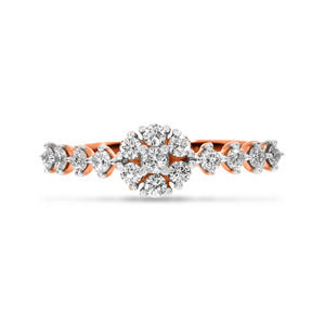Exquisito Anillo de Compromiso de Oro Rosa de 14K con Diamantes, Delicado Motivo Floral con Diamantes Pavé Brillantes, Aura de Realeza - Product Image 4