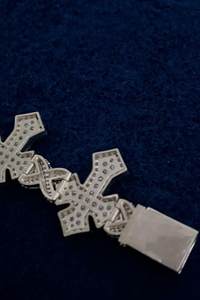 Pulsera Iced Out con Cruz de Plata 925, con Moissanita y Diamantes, Eslabones Infinitos, Estilo Fe, Joyería Premium de Declaración - Product Image 4