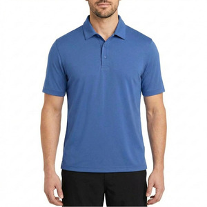 Polos azules de alta calidad para hombre con el logotipo de tu marca, manga corta, transpirables, 100% algodón/poliéster, polos unisex. - Product Image 3