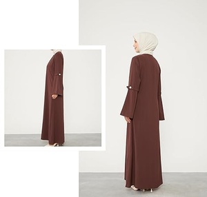 Wholesale Modest Dubai <b>Eid</b> Abaya <b>Dress</b> Solid Color Luxury Kaftan Flare Women Muslim Square Neck <b>Long</b> Sleeve Loose Fit Abayas - Product Image 4