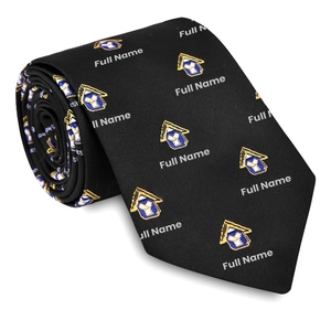 Cravate Maçonnique Personnalisée Noire avec Nom et Motif, Réplique du Modèle Ancien, pour Hommes – Idéale pour Cérémonies et Tenues Officielles - Product Image 1