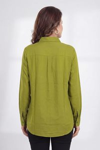 Blusa de Mujer 100% Algodón, Corte Holgado, Popelina Simple, Manga Larga, Cuello Camisero, Tejido Informal, Top de Verano - Product Image 5