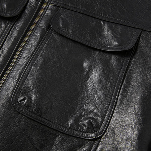 Chaqueta de Cuero Genuino Personalizada, Cortavientos, para Hombre, Estilo Motero, con Logotipo de Marca Privada OEM, Moda Urbana, Ropa al por Mayor - Product Image 4