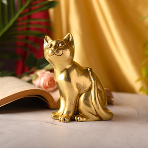 Figura Decorativa de Gato en Metal Dorado, Estatua Decorativa para el Hogar, Adorno de Mesa, Regalo y Decoración de Interiores de Lujo - Product Image 3