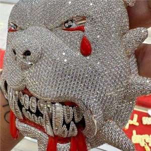 Pendentif tête de tigre plaqué argent avec incrustation de strass en cristal, style hip-hop, charme unisexe, cadeau - Product Image 2