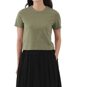 เสื้อยืดแขนสั้นสีพื้นผ้าฝ้าย 100% สำหรับผู้หญิง เสื้อยืดผ้าฝ้ายออร์แกนิค ราคาโรงงานโดยตรง MOQ ต่ำ รับผลิตแบบ OEM - Product Image 1