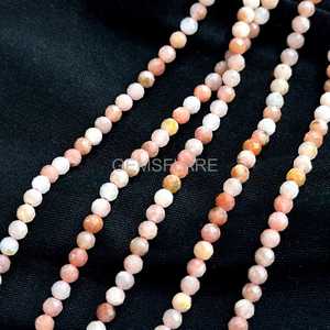 Cuentas redondas microfacetadas de ópalo rosa natural de 2 mm, cuentas de piedras preciosas sueltas con corte de diamante, cuentas de ópalo rosa para la fabricación de joyería al por mayor. - Product Image 2