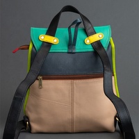 Nouveauté : Sacs à dos élégants de style western en cuir véritable recyclé multicolores pour femmes, sacs à dos arc-en-ciel de taille idéale