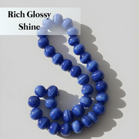 Chaîne de perles en verre rayées bleu foncé |   Perles entretoises polies pour la fabrication de bijoux, colliers et projets d'artisanat