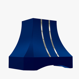 Hotte de cheminée au design moderne et attrayant, finition bleue, fabriquée à la main, avec rivets en acier - Product Image 2