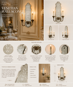 Regal Contemporary Wall Sconce Luxury Decorative Wall Light Ornate Etched Mirror Panels Brass <b>Candle</b> Arm Diwali - Product Image 4