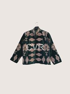 Chaqueta de terciopelo verde con cuello mandarín, manga larga, bordado floral a mano, estilo chino, ropa de abrigo de otoño para adultos - Product Image 1