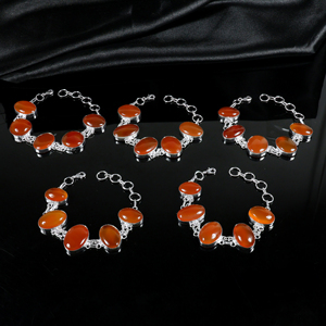 Bracelet à maillons ovales multi-pierres en argent sterling 925 plaqué, fait main, avec pierres naturelles de cornaline opaque, vente en gros - Product Image 5