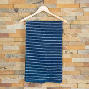 Vestido para correr de algodón orgánico indio hecho a mano con estampado a rayas, tela azul índigo, cortina, ropa, trajes para niñas, revestimientos, costura - Product Image 1