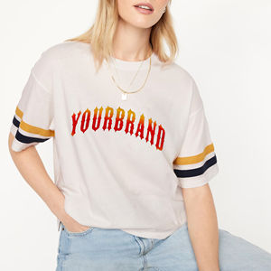 Camiseta de Verano para Mujer, de Manga Corta, con Logotipo Serigrafiado, Estilo Urbano, 100% Algodón Ecológico, Bordado Rápido - Product Image 1