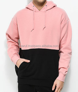 Sudadera con Capucha para Hombre, Muestra OEM, Bordado Personalizado, Impresión Digital, Mitad Rosa, Mitad Negra, Felpa, Antiencogimiento, Secado Rápido, MSWMH112 - Product Image 1