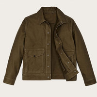 Blouson Bomber Homme en Velours Côtelé Marron Coupe Décontractée Vêtement de Travail Coupe-Vent Léger Streetwear