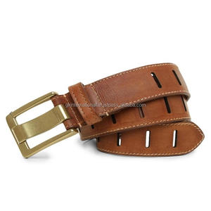 Men's Real Tan Brown Leather Casual Belt for <b>Jeans</b> or Pants with Heavy Duty brass buckle dress belt for casual or formal use - Product Image 4