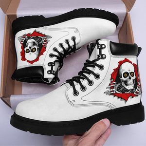 Bottes de combat sur le thème d'Halloween pour hommes 2025 Bottines à nom personnalisables avec un design chaud et élégant à lacets et des graphiques effrayants - Product Image 6