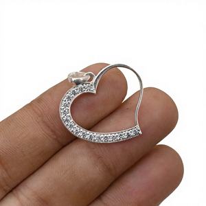 22mm Christian Love Heart Gold Plated 925 Sterling <b>Silver</b> CZ Pendant <b>Necklace</b> Personalized Charm for Women Wholesale - Product Image 1