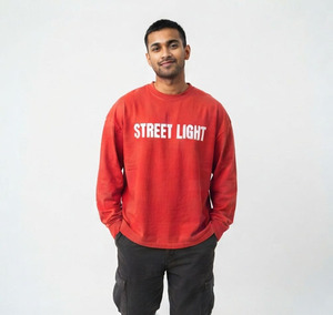 Men's Long Sleeve T-Shirts Casual 100% Cotton Long Sleeve Crew Neck Printed Heavyweight 280GSM Streetwear Tee Men - Product Image 3