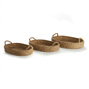 Set of 3 seagrass oval seagrass serving tray made in Vietnam with wholesale price tray with handle - Product Image 1