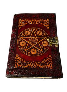 วารสารหนังวินเทจปกหนังแท้สีเหลืองรูปดาวห้าแฉกสมุดโน้ตเครื่องเขียนที่มีความสุขสมุดโน๊ตหนังสือคาถา - Product Image 2