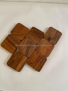 Posavasos de madera elegantes para protección de bebidas, juego de posavasos de madera natural hechos a mano, ideales para uso en el hogar, la Oficina y las fiestas - Product Image 2