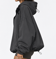 Veste d'hiver surdimensionnée à capuche pour femme, style safari, respirante, en nylon écologique, avec fermeture éclair, décontractée, pour l'extérieur, en satin de soie