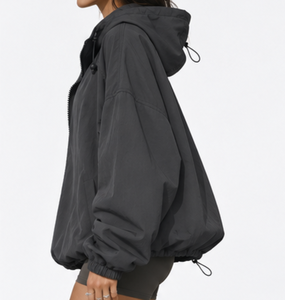Custom Women's Oversized Hooded Safari <b>Jacket</b> Breathable Eco-Friendly <b>Zip</b> <b>up</b> Casual Outdoor Bomber Coat OEM ODM Manufacturer - Product Image 4