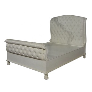 Ensemble de meubles de chambre à coucher pour enfants en bois peint en blanc avec cadre de lit rembourré et chevet en marbre et commode pour meubles d'enfants - Product Image 2