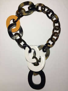 2024, collar de cuerno de buey de búfalo ecológico de alta tendencia para mujer con cadena de cuerda con cuentas de diamantes, joyería de fiesta para niñas - Product Image 3