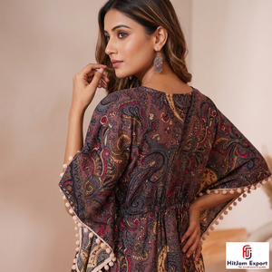 Women Printed <b>Kaftan</b> Dress Loose Fit Elegant Soft Fabric Wear <b>Summer</b> Cover Up Resort Island Vacation Bulk Supply - Product Image 5