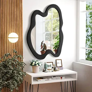 Miroir mural noir irrégulier moderne en verre, décoration intérieure, miroir d'appoint pour salle de bain, design style scène naturelle - Product Image 5