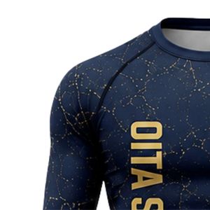 Navy Blue Long Sleeve Compression <b>Shirt</b> Fitness Training Workout Breathable Sublimated Athletic Performance Sportswear Custom - Product Image 3