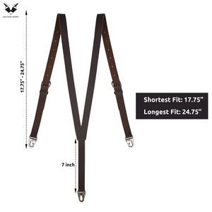 New Trendy 100% Genuine Full-Grain Leather With A Smooth Finish Premium Dark Brown Genuine Leather Y-Back <b>Suspenders</b> For Men - Product Image 2