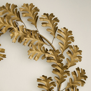 Stunning Metal Wreath Artfully Designed With Densely Layered Metallic Oak Leaves Perfect For Fall Or Holiday Decoration - Product Image 4