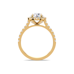 Bague de fiançailles de luxe en or jaune/blanc/rose 18 carats avec diamant de laboratoire rond brillant de 1 carat certifié IGI et halo de diamants - Product Image 4