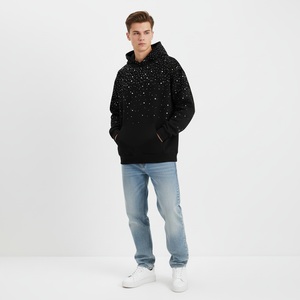 Sweat à capuche personnalisé avec strass unisexe, sweat à capuche en coton molletonné de haute qualité avec strass personnalisés pour hommes - Product Image 4
