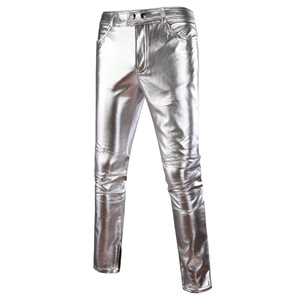 Pantalones de Cuero para Hombre con Logotipo Personalizado, Pantalones de Motociclista con Múltiples Cremalleras, Pantalones de Cuero Sintético, Pantalones de Motociclista Estilo Gótico, Pantalones de Moda Urbana - Product Image 5