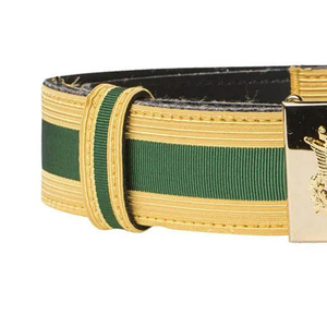 Cinturón de Cuero Formal con Hebilla de Aleación con Rayas Azules y Amarillas y Emblema de Águila - Product Image 6